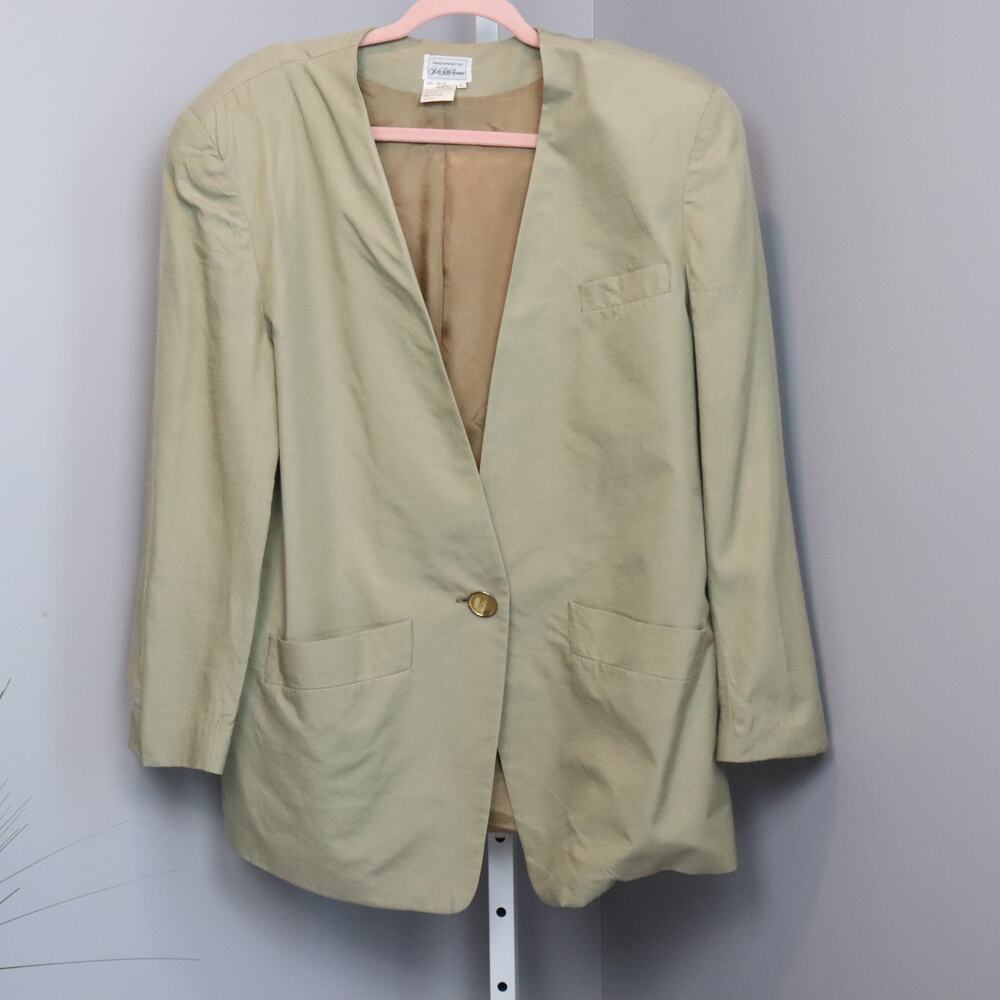 Vintage Saks Fifth‎ Avenue One Button Silk and Cotton Blazer Size L